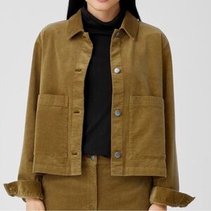 EILEEN FISHER organic cotton stretch corduroy jacket button up brown size large